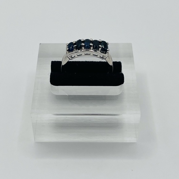 Natural Blue Sapphire Sterling Silver Ring - Picture 4 of 13